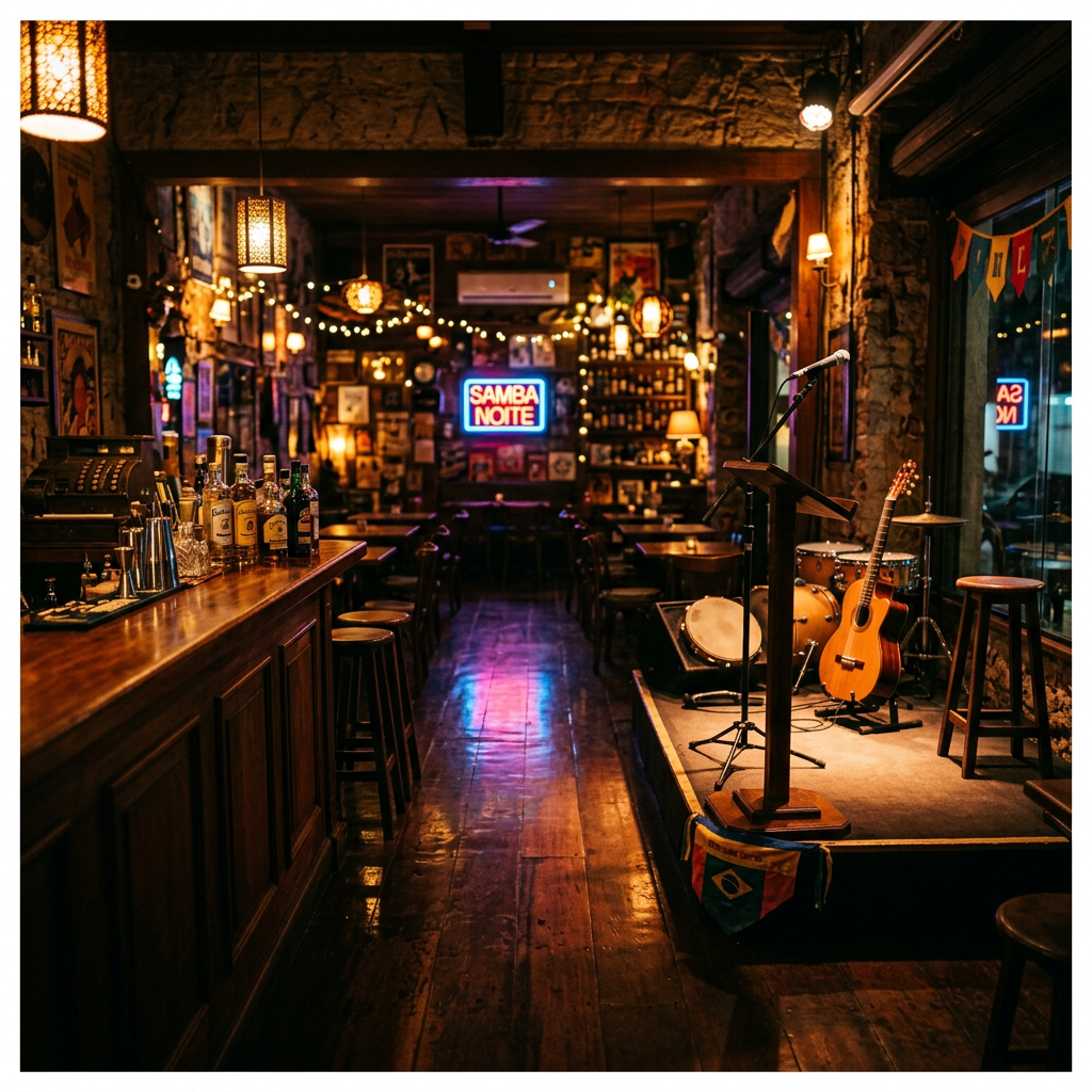 Interior de bar com palco